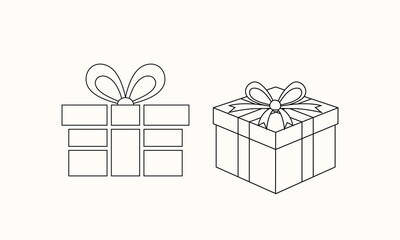 Modern Outline Gift Box Icon – Minimal Flat Vector