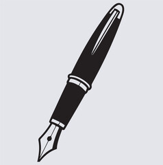 ink pen silhouette vector art illustration, fountain pen vector