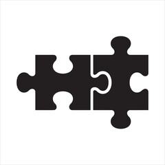 Obraz premium Two pieces of jigsaw puzzle or autism puzzle piece symbol flat vector icon for apps and websites