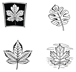 Abstract set of vector leaf design