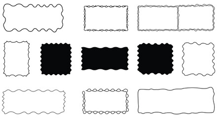 Collection of various black and white rectangular and wavy frame shapes