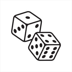 Pair of dice to gamble or gambling in craps line art vector icon for casino apps and websites