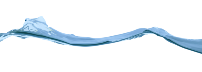 Water wave, isolated on transparent background close-up, clean drinking water concept