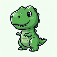 Naklejka premium Green plastic toy dinosaur icon, cute cartoon vector