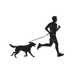 &ldquo;Silhouette of Man Running with Dog &ndash; Outdoor Fitness Lifestyle Vector&rdquo;