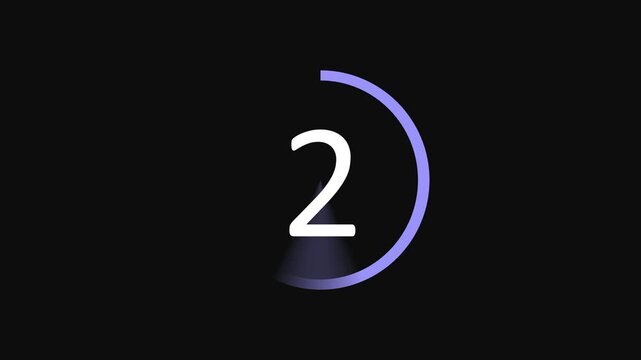 Digital video countdown timer from 1-5 with circle loader