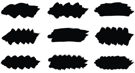 Collection of abstract black brush strokes on a plain white background