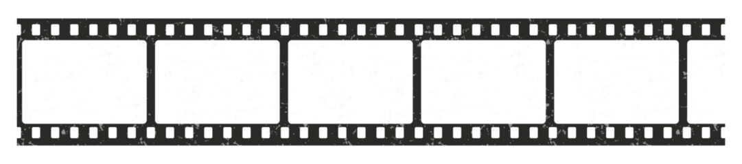 Old grunge Film strip reel icon. Cinema or movie roll with frames. Video or movie filmstrip overlay, cinema or photograph camera long film strip with transparent screen