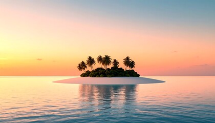 Serene island at sunset