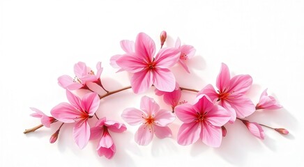 Obraz premium A beautiful arrangement of pink flowers showcasing delicate petals and vibrant colors against a white background.