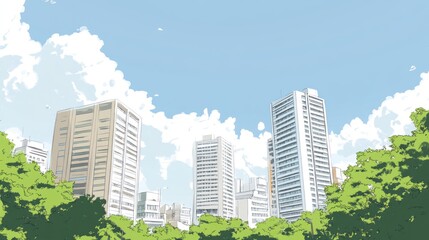 Cityscape with trees