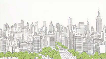 Cityscape drawing outline