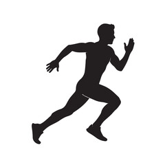 “Silhouette of Active Male Runner in Motion – Fitness and Sport Vector”
