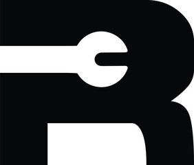  letter r wrench icon silhouette