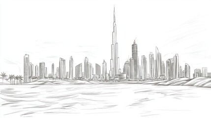 Cityscape sketch illustration