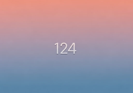 White Number 124 on a Smooth Pastel Gradient Background Graphic