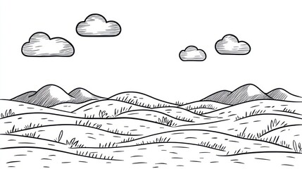 Hand drawn mountain landscape