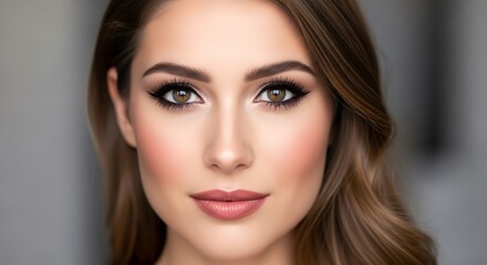 Fototapeta premium Beautiful Woman with Elegant Makeup and Wavy Hair.