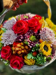 marshmallow flowers in a basket	