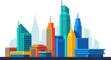 Obraz premium Colorful Cityscape Skyline Architecture.