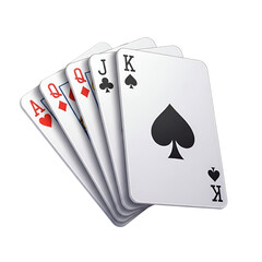 Five Playing Cards Spread with Spades King Prominent