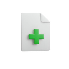 Fototapeta premium Green Plus Symbol on White Document Icon graphic design