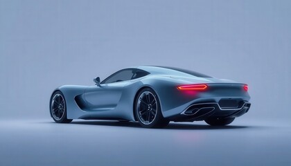 Fototapeta premium Futuristic Luxury Sports Car with Neon Lights on Minimal Background