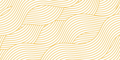 Yellow instant noodle, pasta and spaghetti texture with geometric wavy lines. Ramen, pasta vector pattern. Background abstract food illustration