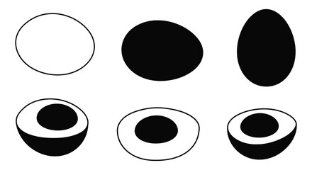 Abstract arrangement of black and white circles and oval shapes