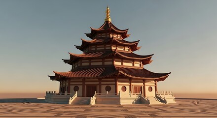 Fototapeta premium Ancient Chinese Pagoda Architectural Design.