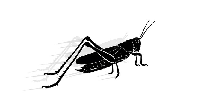 Black Silhouette of a Grasshopper.