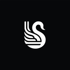 Minimalist Swan Logo Design in Black and White