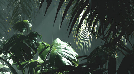 Tropical plants in a greenhouse or jungle environment.