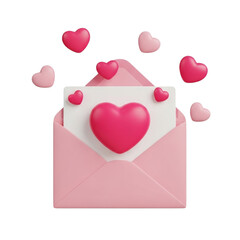 Pink love letter envelope with hearts illustration
