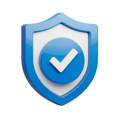 Blue security shield with check mark icon

