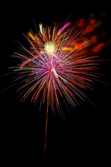  colourful firework display set for celebration happy new year and merry christmas and  fireworks on black background