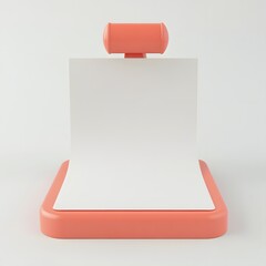 Blank White Paper on Modern Desk Holder with Pastel Peach Accents