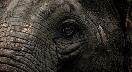 Obraz premium Extreme Close-Up of Elephant Eye with Wrinkled Skin