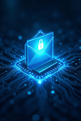 Blue computer circuit board technology background with digital network concept