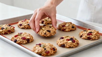 Oatmeal cookies on baking tray