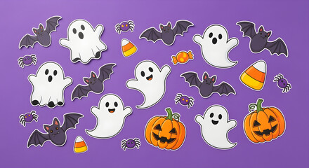 Halloween Decorations: Ghosts Bats Pumpkins Candy Corn.