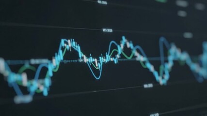 Animated stock market data visualization showing financial fluctuations and market trend analysis - Powered by Adobe