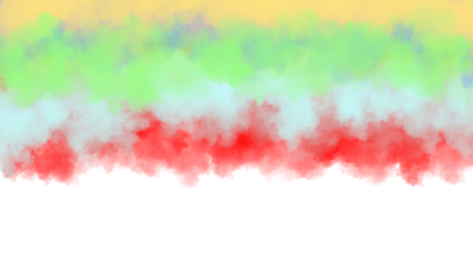 Abstract fiery red silhouette against a gradient of green and yellow sky isolated on white background