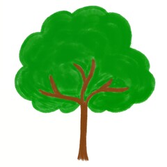 Hand drawn tree, kids doodle tree illustration icon