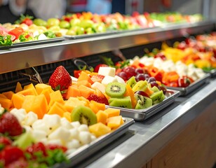 Vibrant Fruit Platter Display in a Buffet