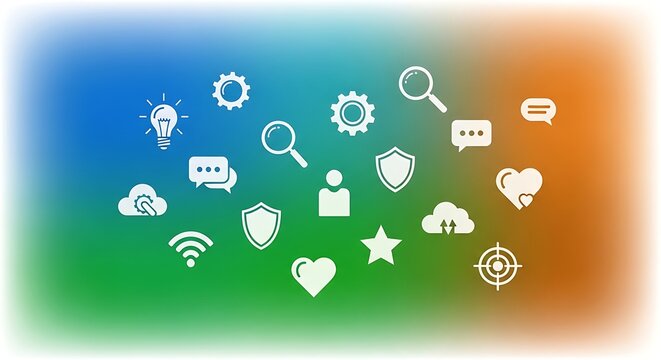 Social media marketing engagement strategy digital icon elements