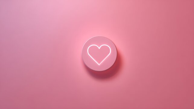 Pink heart neon light on minimalist soft pink background - Powered by Adobe