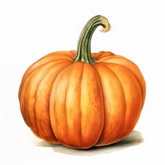 白い背景にオレンジ色の水彩画風パンプキン