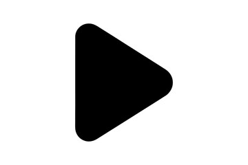 black triangle button play icon on white background