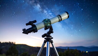 Telescope under starry sky